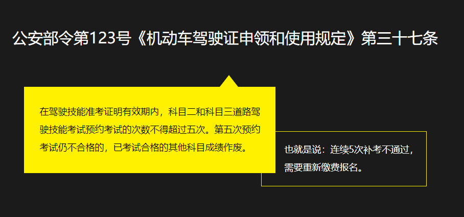 驾照考5次不过处理方式是什么？